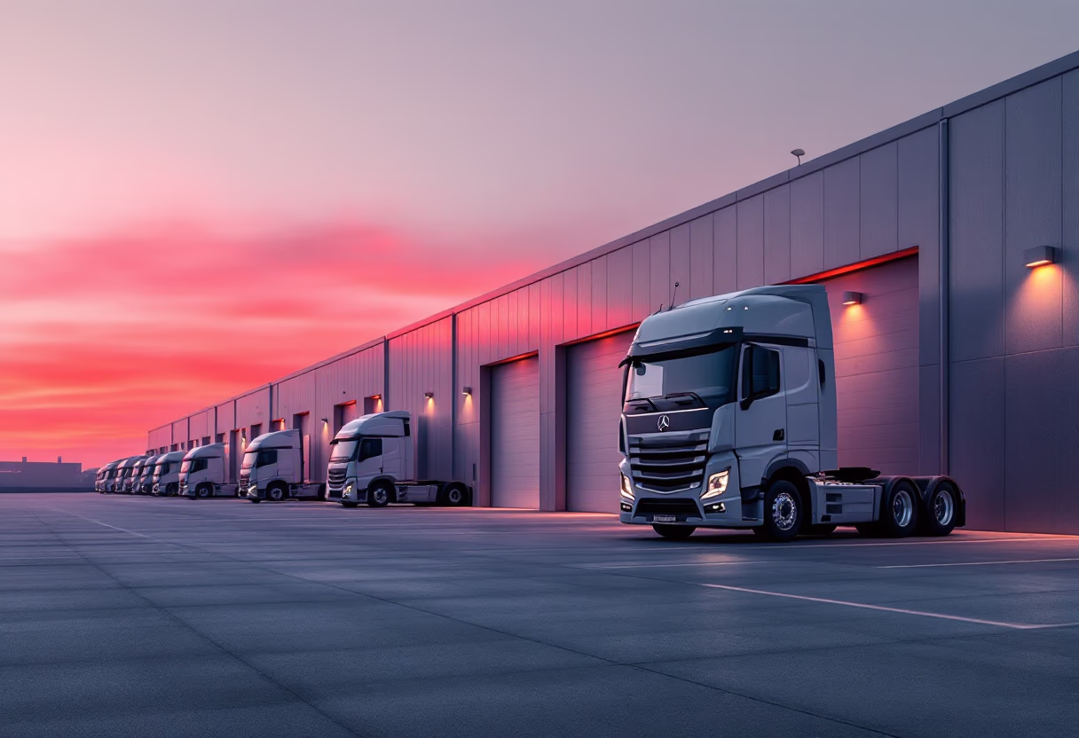 [background image] image of truck depot