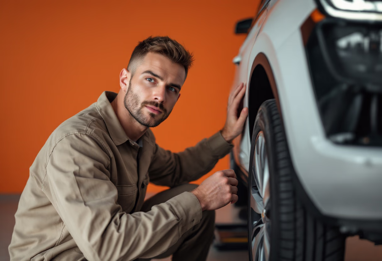image of mechanics at work on a car